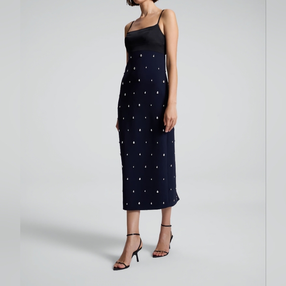 A.L.C. Alana Black and Navy Midi Dress - Picture 3 of 14